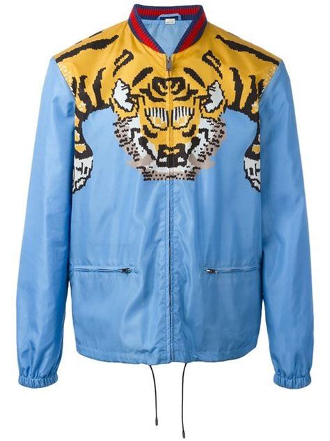 gucci windbreaker blue tiger|gucci windbreaker jacket men's.